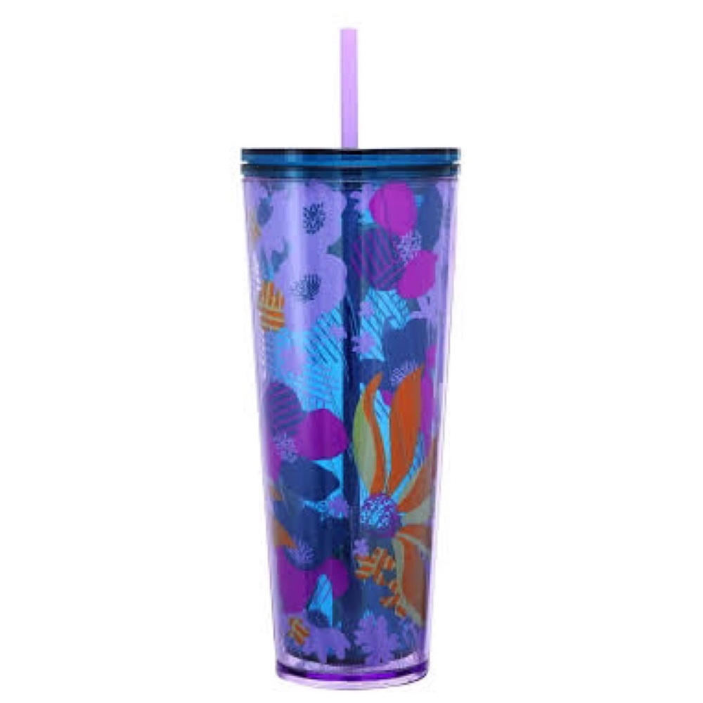 🆕 Starbucks Purple Floral Cold Cup Tumbler